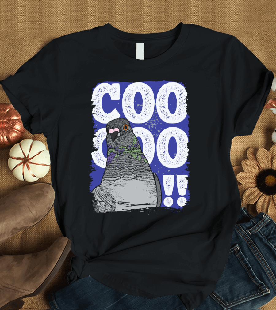 COO COO Pigeon Blue Background T-Shirt