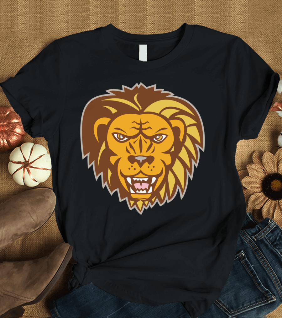 Angry Lion Big Cat Growling Head Ferocious Expression Roaring Feline Face T-Shirt