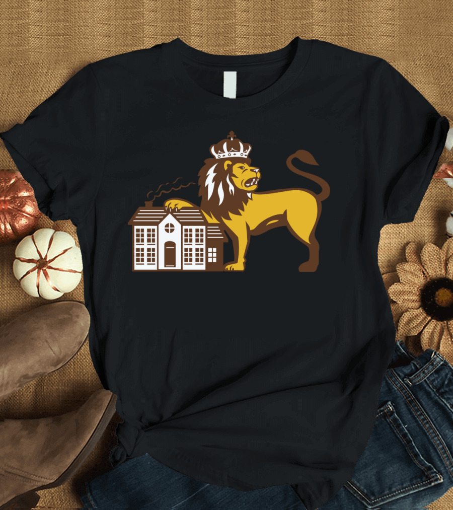 Crowned Angry Lion Pawing House T-Shirt