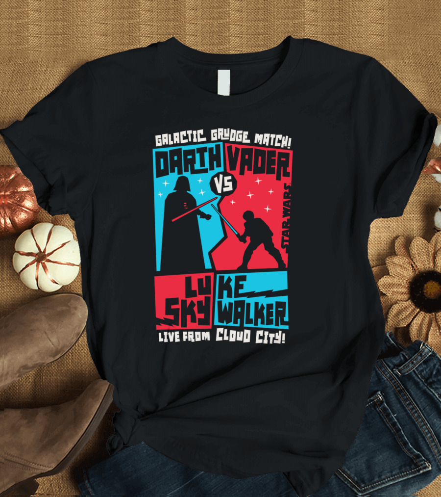 Darth Vader vs Luke Skywalker Live from Cloud City Star Wars Galactic Grudge Match T-Shirt