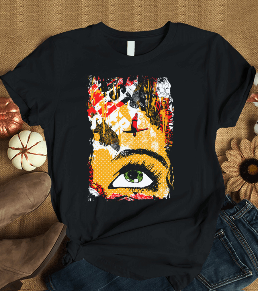 I Am Lost In Her Eyes Green Eye Art Collage with Surfer T-Shirt