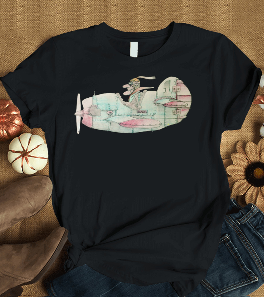 The Old Airplane And Pilot Number One Map T-Shirt