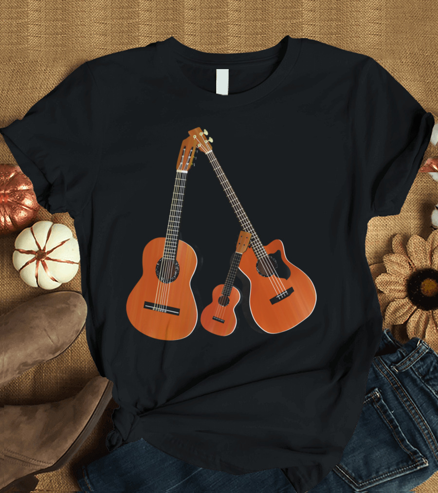 Acoustic Bass Guitar Ukulele Trio Music Instruments T-Shirt