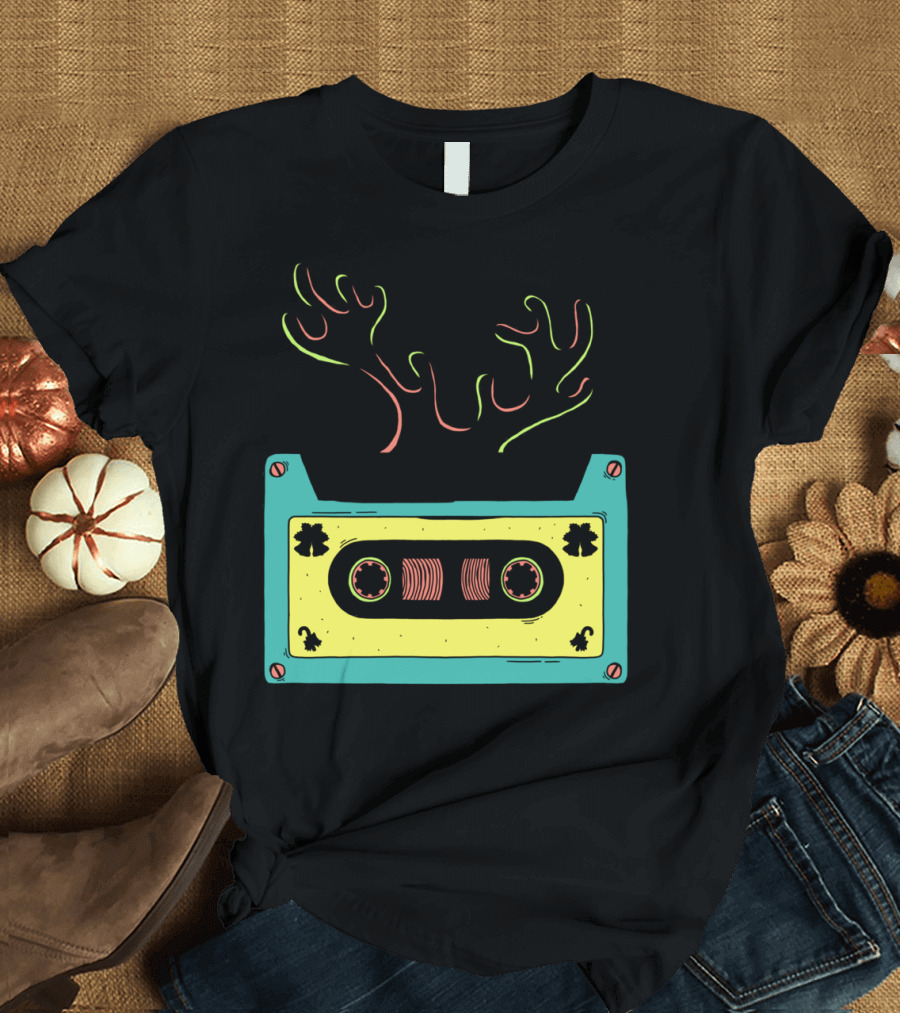 Classic Vintage Cassette Tape with Antler T-Shirt