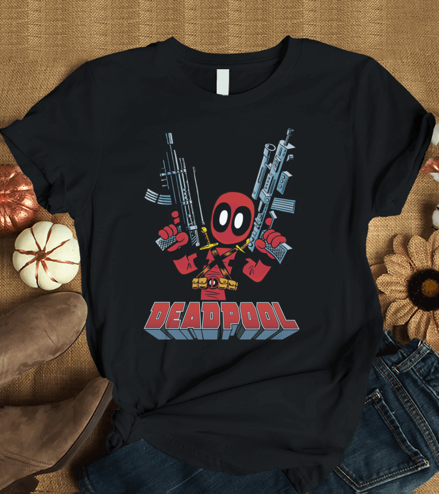 Deadpool Big Guns Dual-Wielding Action T-Shirt
