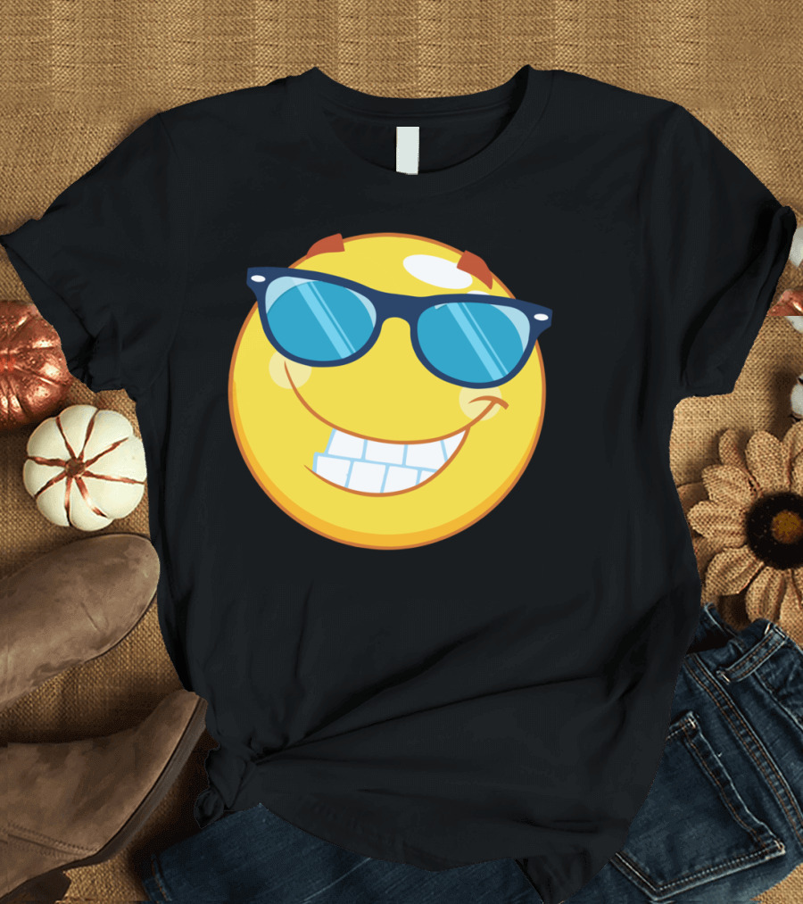 Cool Confident Smiley with Sunglasses Emoji T-Shirt