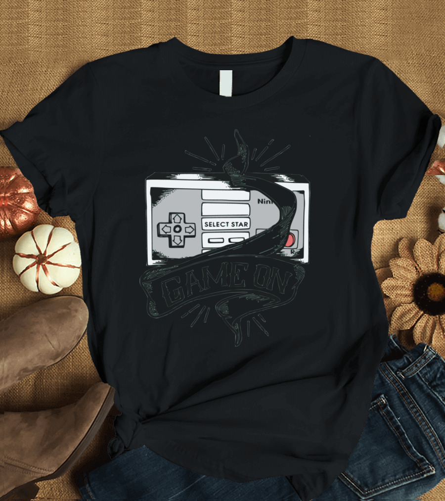 Game On Nintendo Hand Drawn Color Select Start T-Shirt