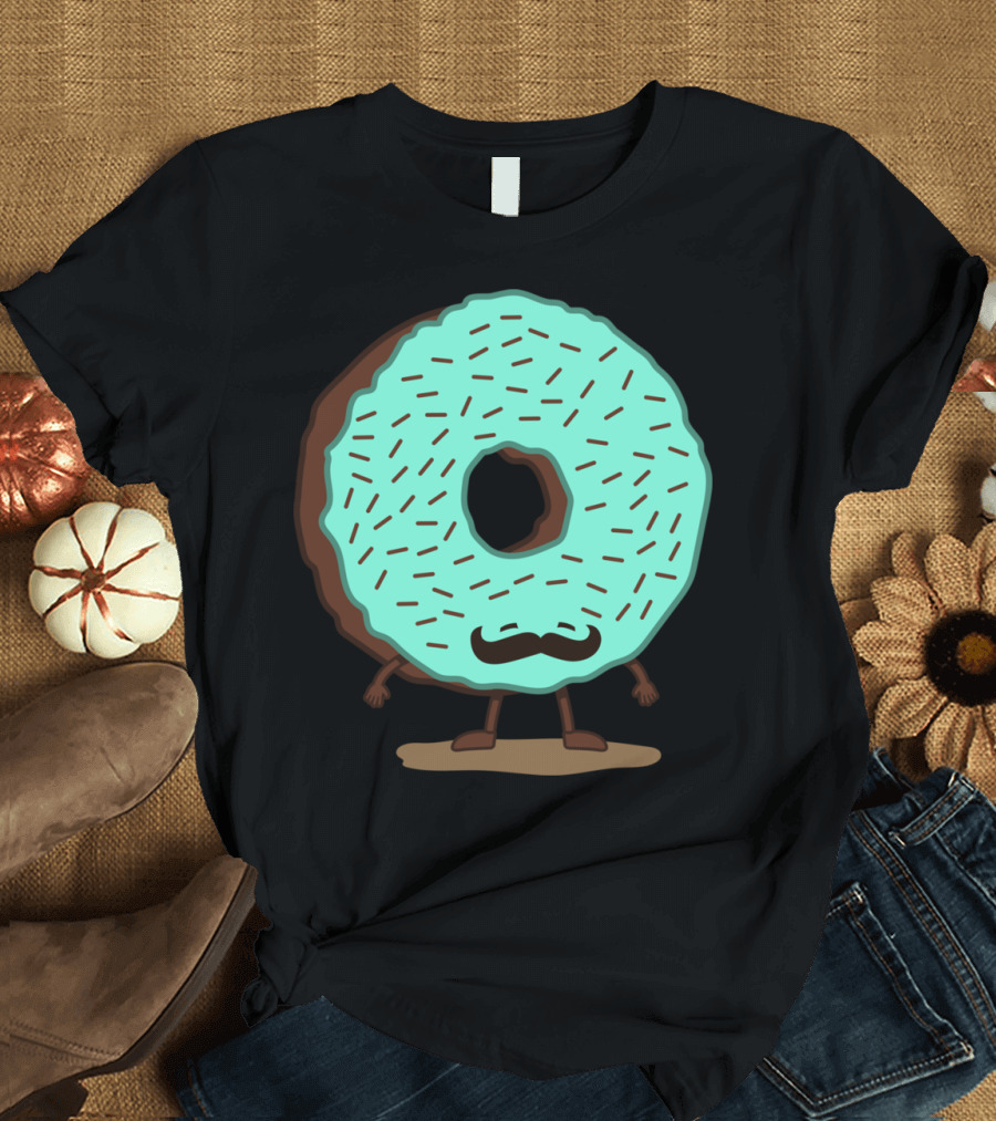 The Mustache Donut Mint Frosted Dessert with Sprinkles and Legs T-Shirt