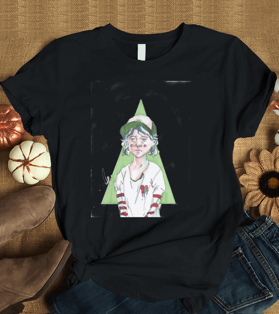 Clementine TWD Heart Symbol Polka Dot Hat Child Illustration Triangular Background T-Shirt