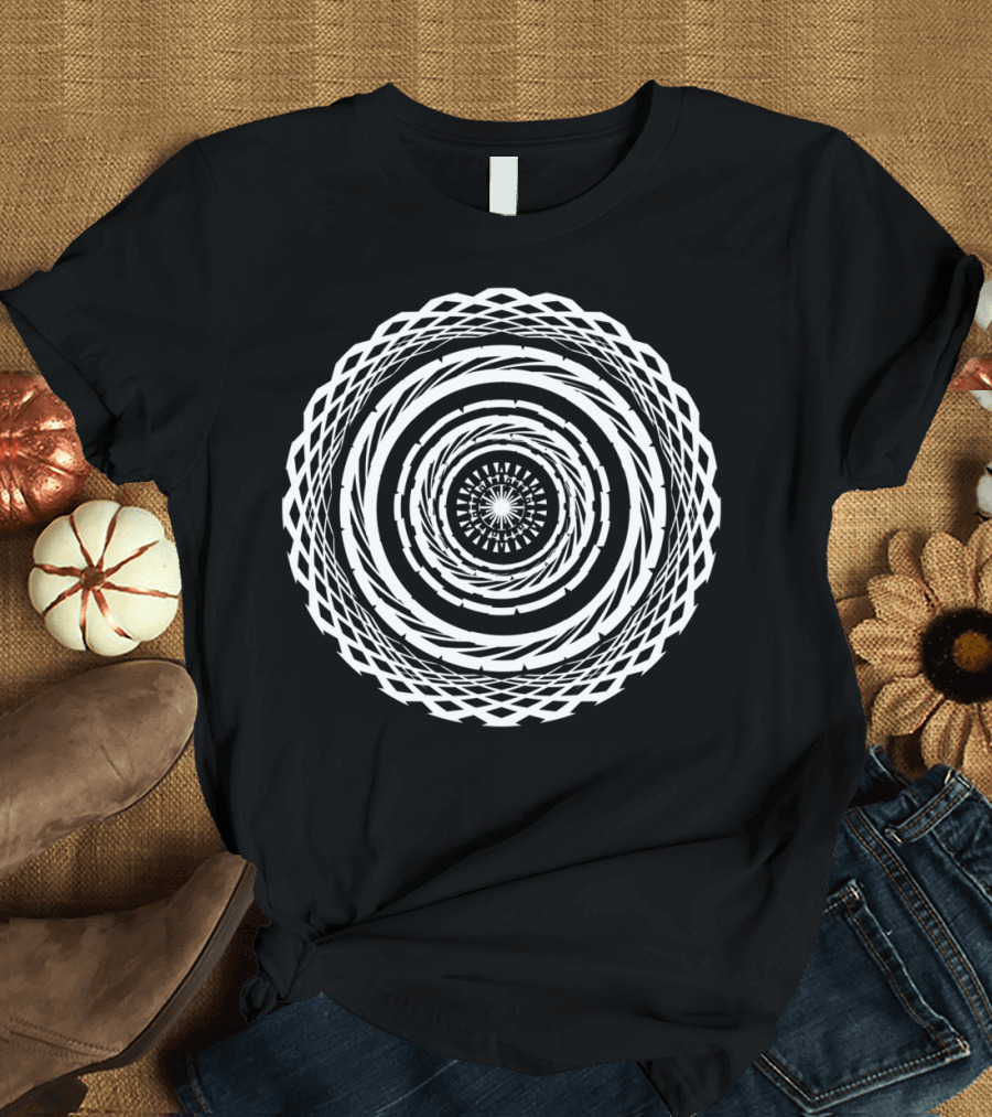 Core Geometric Spiral Pattern Optical Illusion T-Shirt