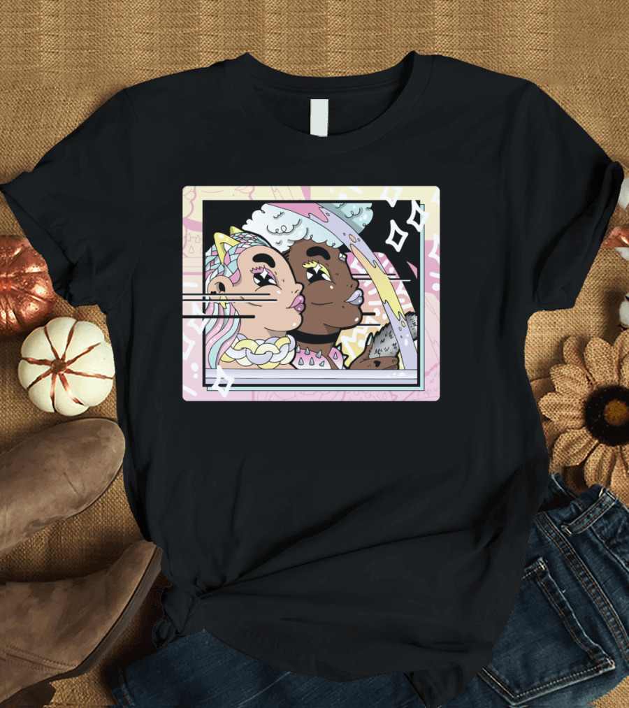DRIVE Cartoon Colorful Character Portrait with Funky Hair and Dreamy Ride T-Shirt