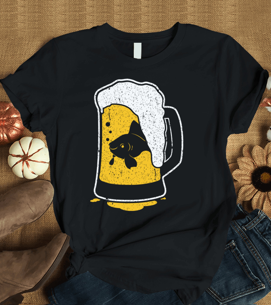 Drunk As A Fish Goldfish in Beer Mug T-Shirt