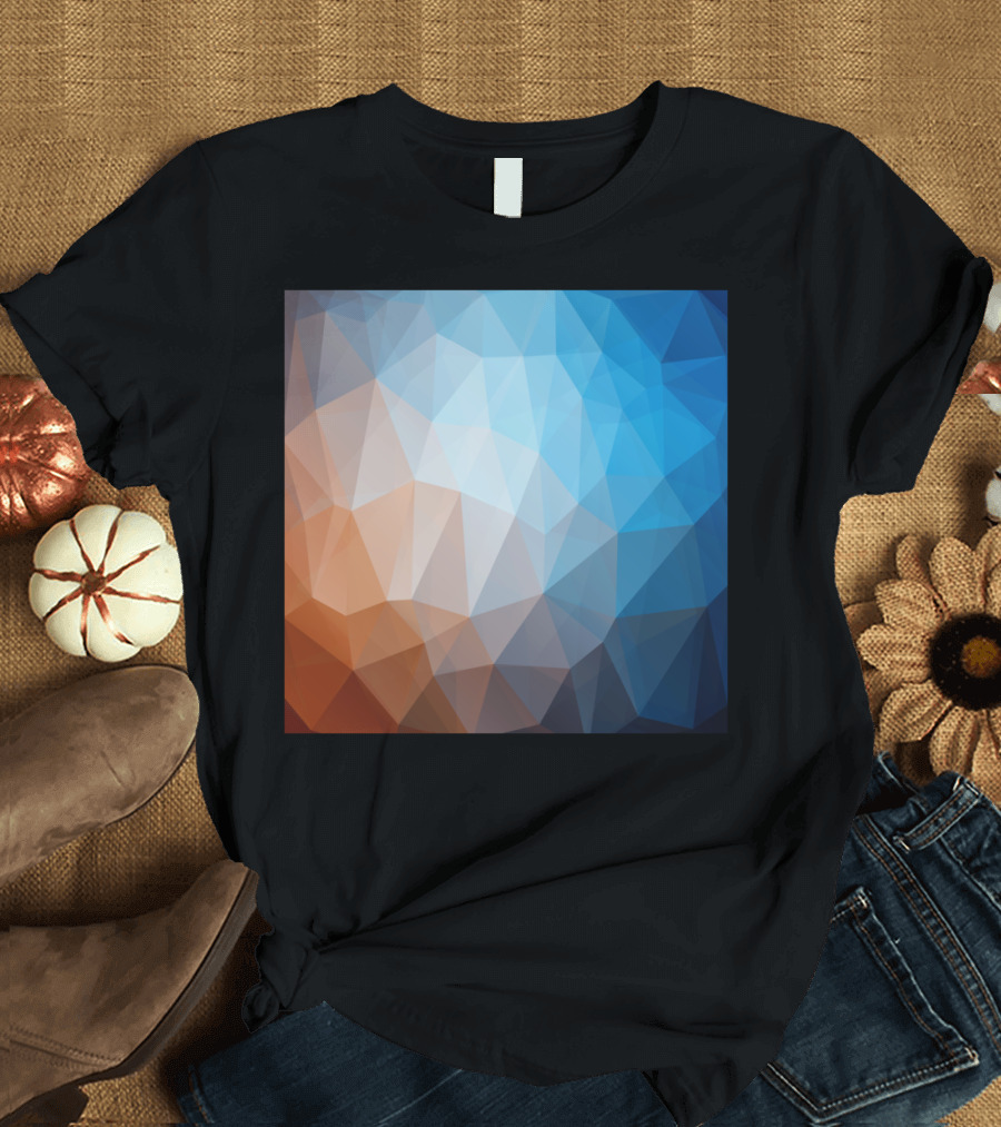Polygon Geometric Abstract Blue Orange T-Shirt