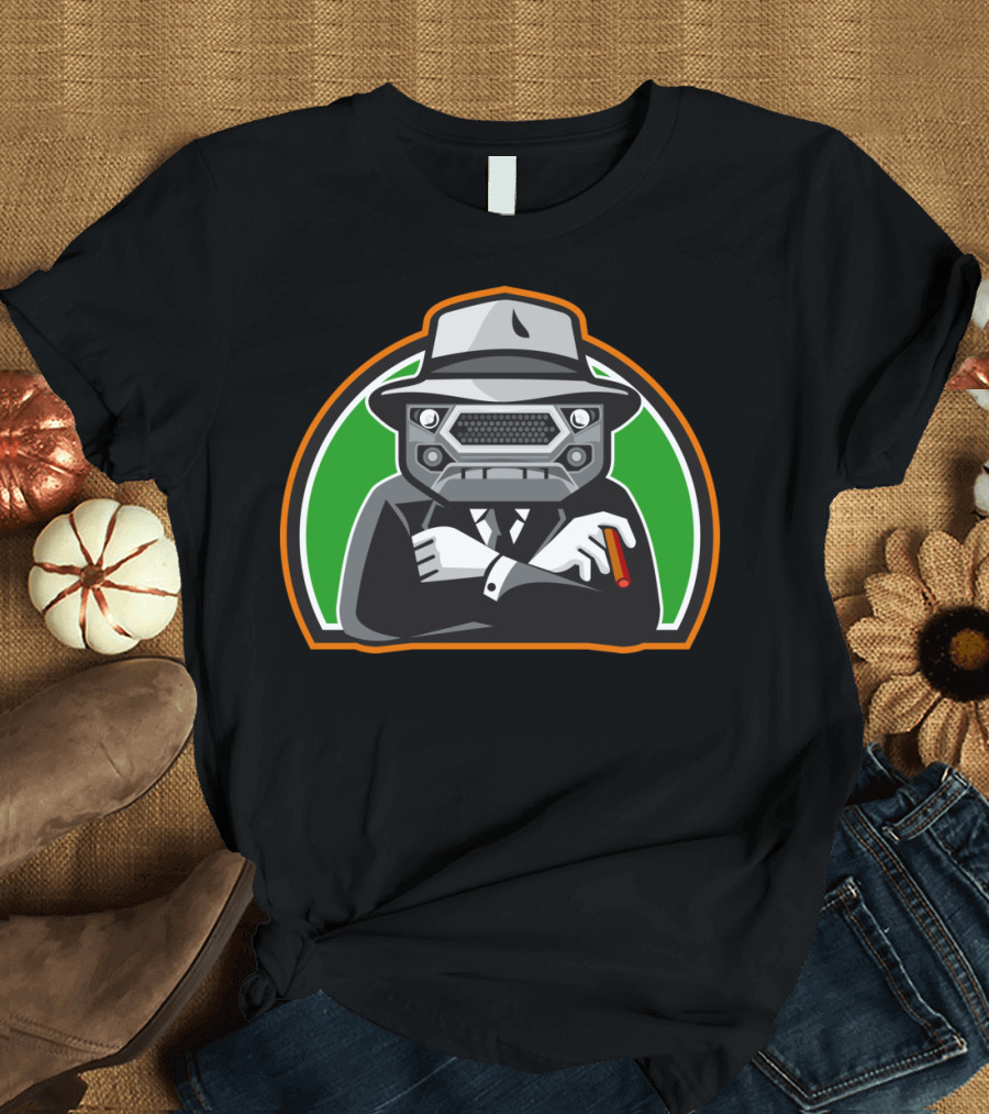 Mobster Car Grille Face Half Circle Hat Cigar Gangster T-Shirt