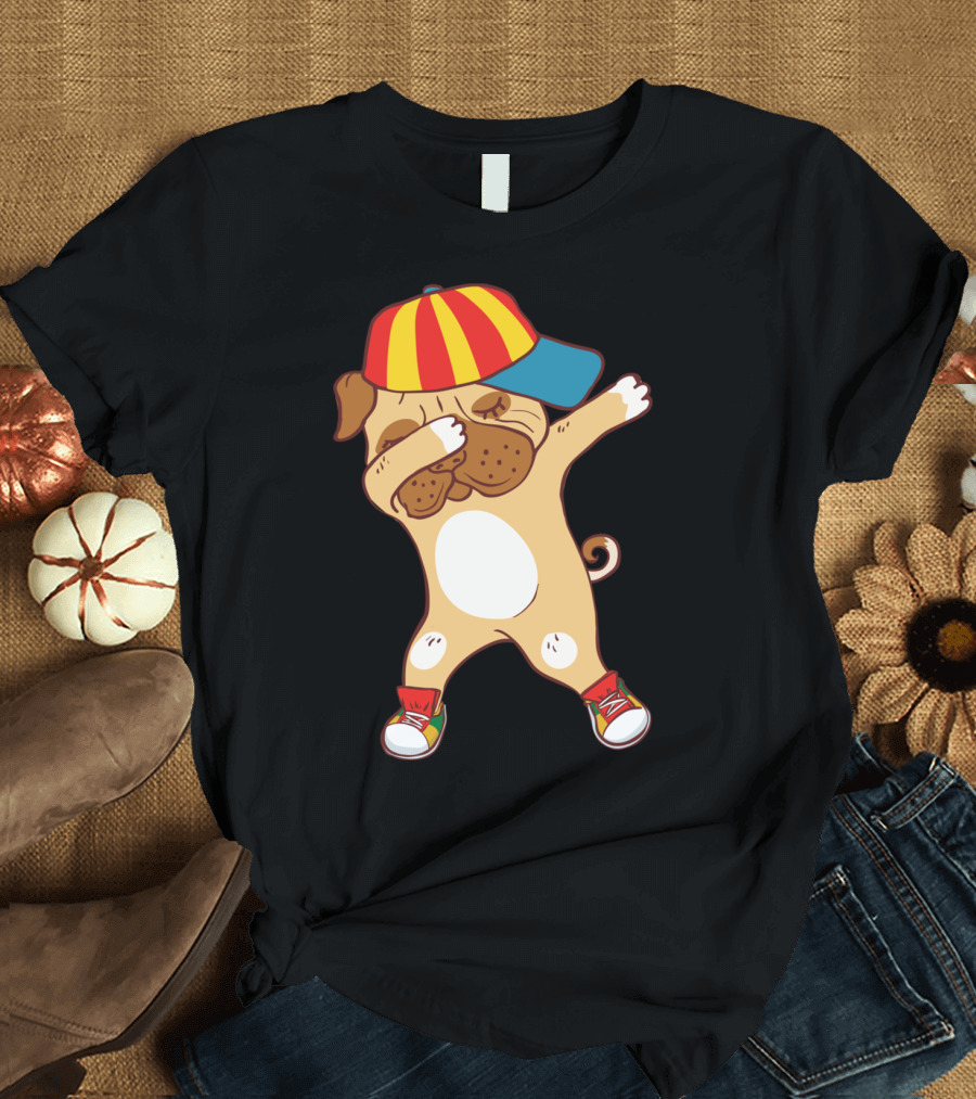 Dabbing Pug Puppy in Hat Dab Dance T-Shirt