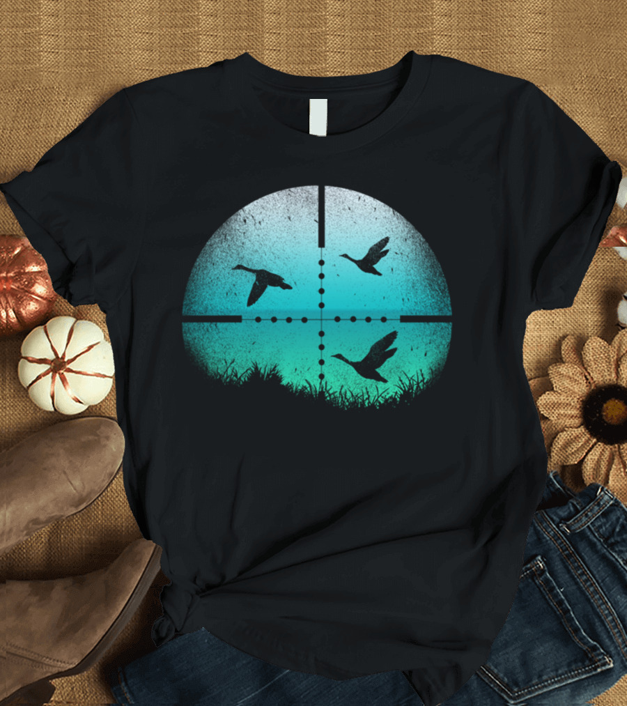 Duck Hunting Silhouette in Scoped View T-Shirt