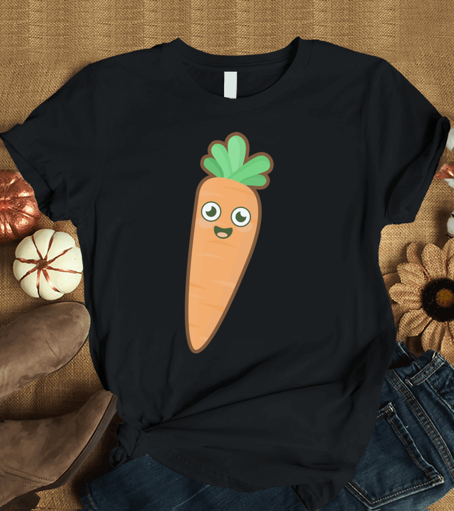 Kawaii Carrot Happy Face Cute Vegetable T-Shirt