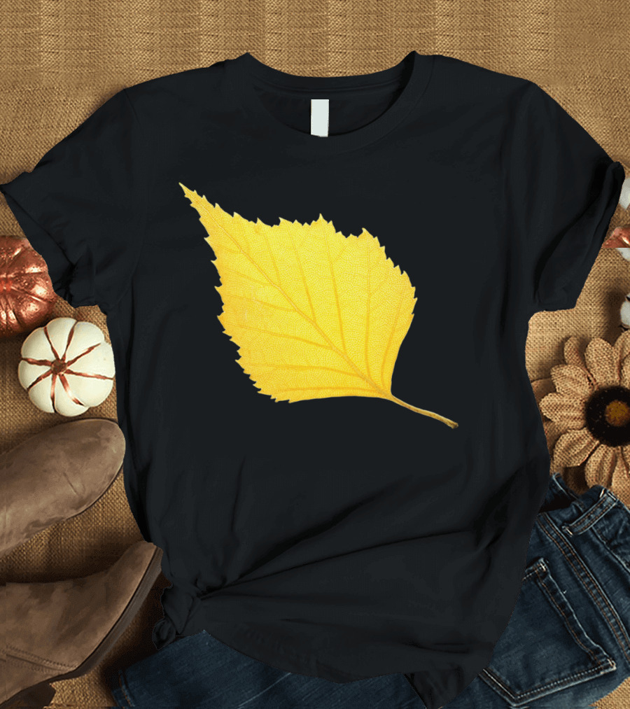 Autumn Birch Leaf Stippled Yellow Foliage T-Shirt