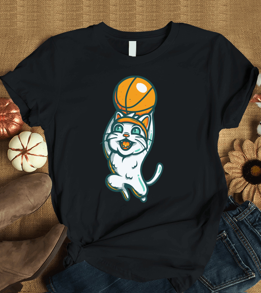 Cat Basketball Dunking Fun T-Shirt