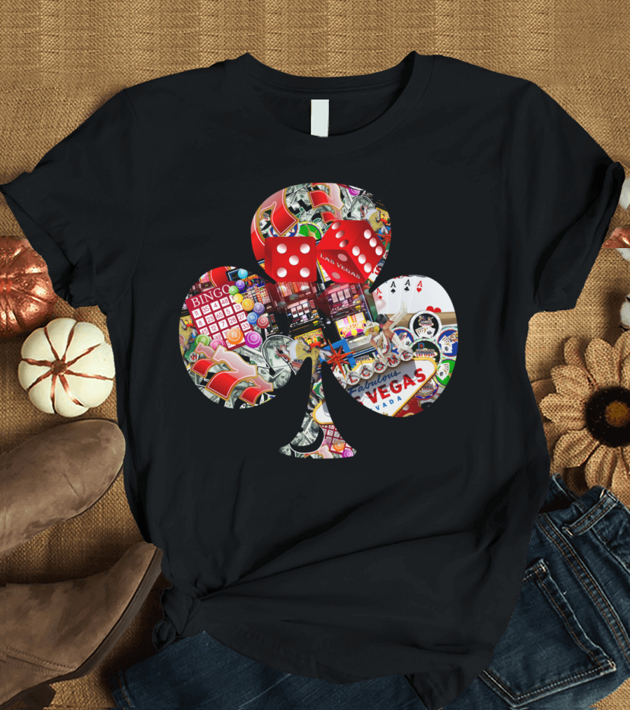 Las Vegas Casino Club Playing Card Shape T-Shirt
