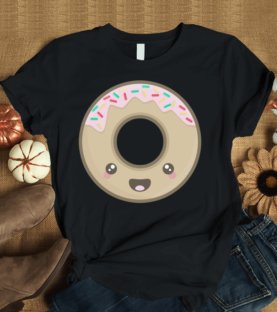 Kawaii Donut Happy Face with Sprinkles T-Shirt