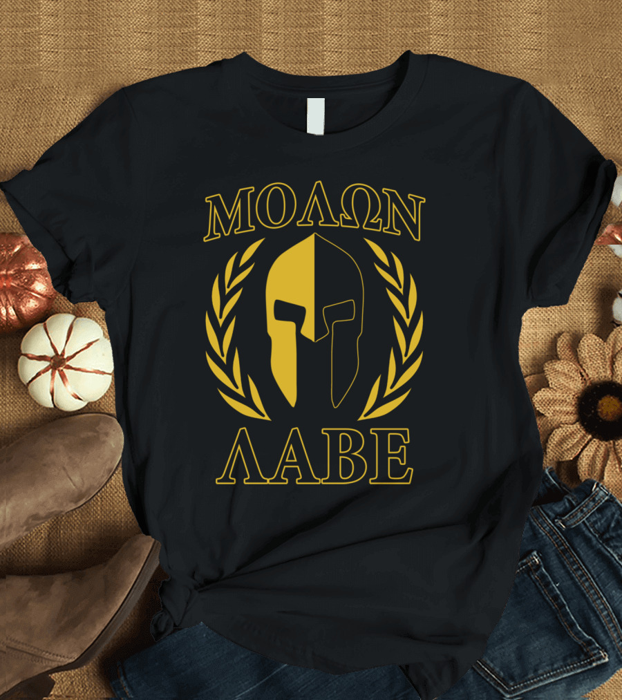 Molon Labe Greek Helmet Golden Laurel Wreath T-Shirt