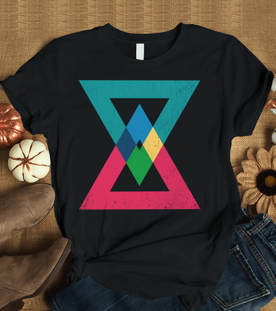 Dynamic Duo Triangles Symmetrical Abstract Geometry T-Shirt