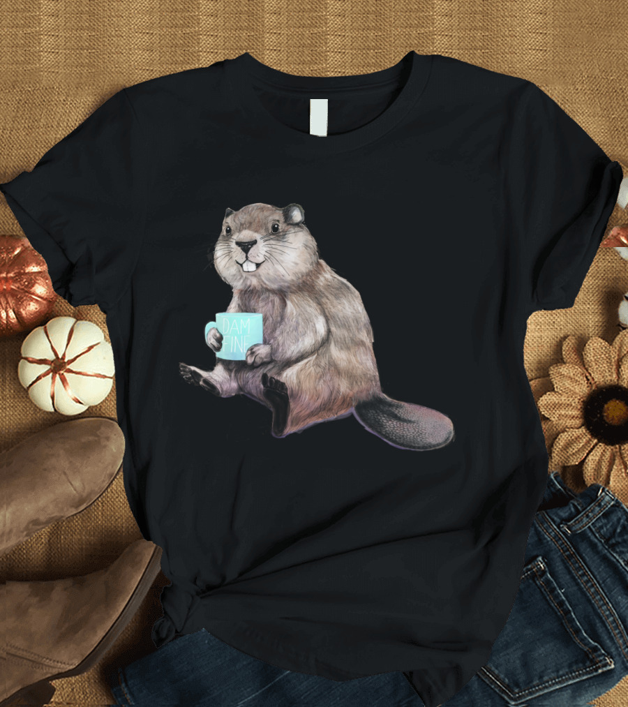 Dam Fine Coffee Beaver Holding Mug T-Shirt