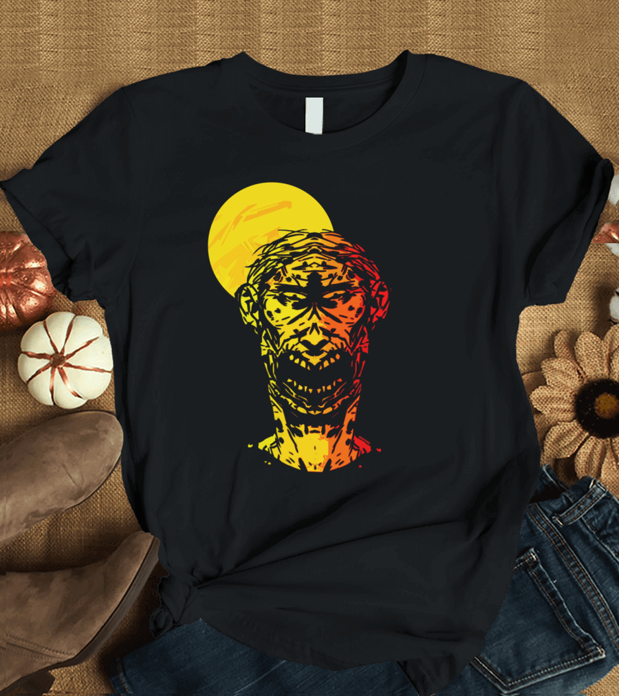 Monday Morning Zombie with Yellow Sun Background T-Shirt