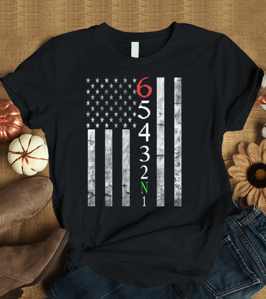 1 Down 5 Up Motorcycle Shifting Gear Flag T-Shirt