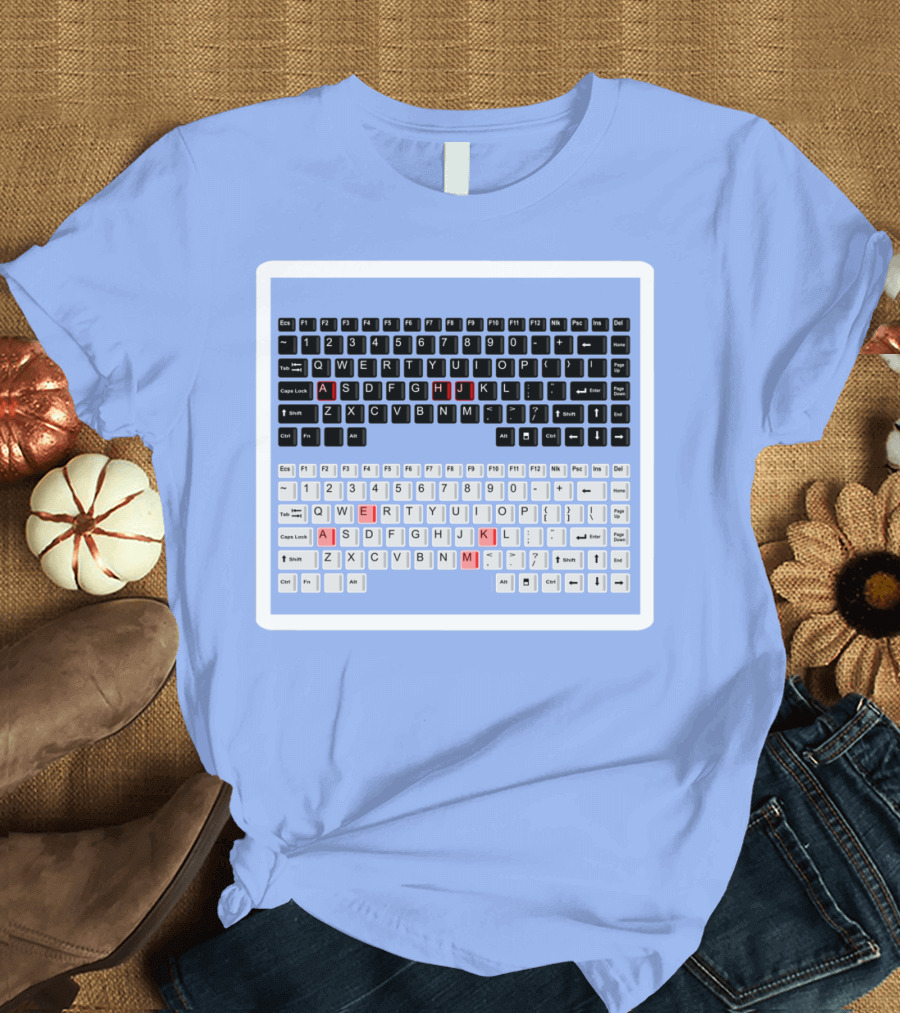 KEYBOARD JAHMEKA RED HIGHLIGHTED LETTERS A S D F H J K L M T-Shirt