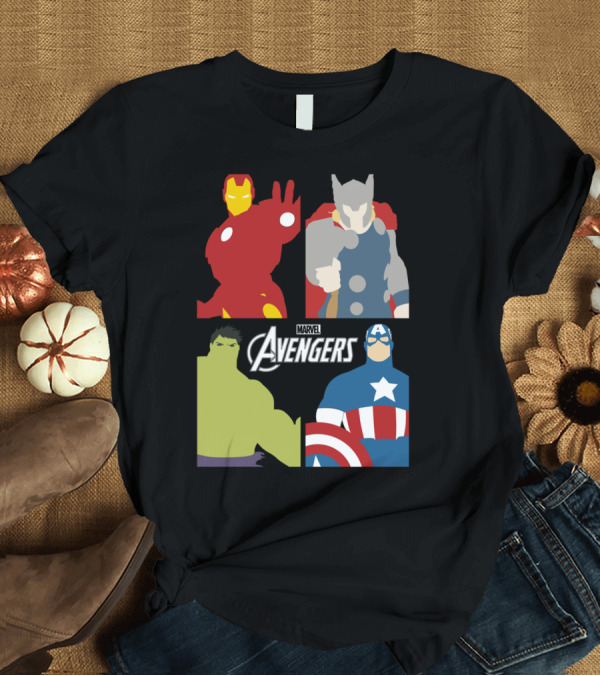 T-Shirt: Marvel Avengers Minimal Heroes Iron Man Thor Hulk Captain America T-Shirt Marvel Avengers Minimal Heroes Iron Man Thor Hulk Captain America T-Shirt