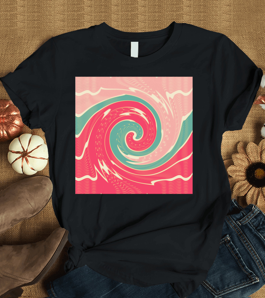 Big Red Wave Swirl Pattern Vibrant Abstract T-Shirt