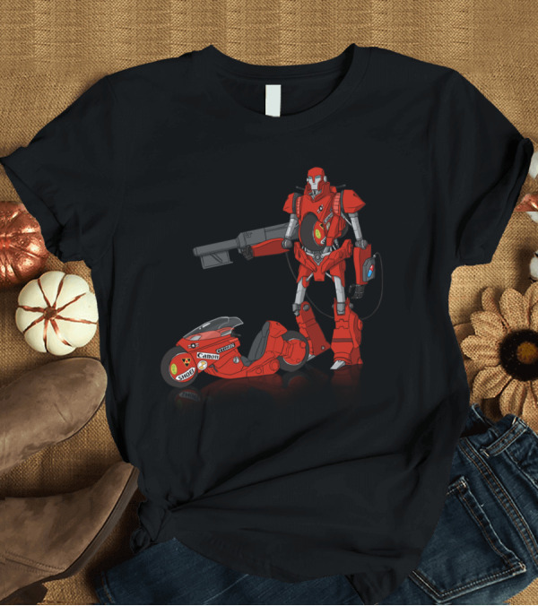 T-Shirt: Akira Red Bike Robot with Canon Citizen Shoei T-Shirt Akira Red Bike Robot with Canon Citizen Shoei T-Shirt