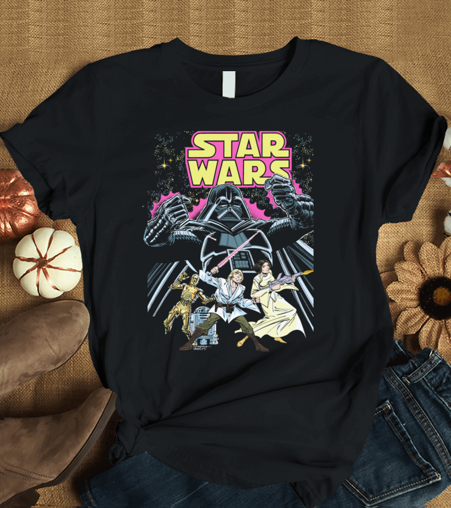 Star Wars Classic Comic Characters Darth Vader Luke Leia C3PO R2D2 T-Shirt