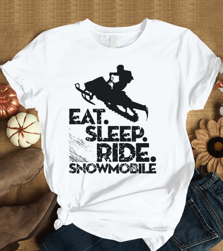 Eat Sleep Ride Snowmobile Silhouette Adventure T-Shirt