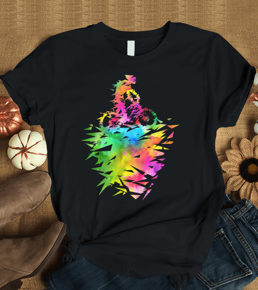 Biking Colorful Abstract Explosion T-Shirt