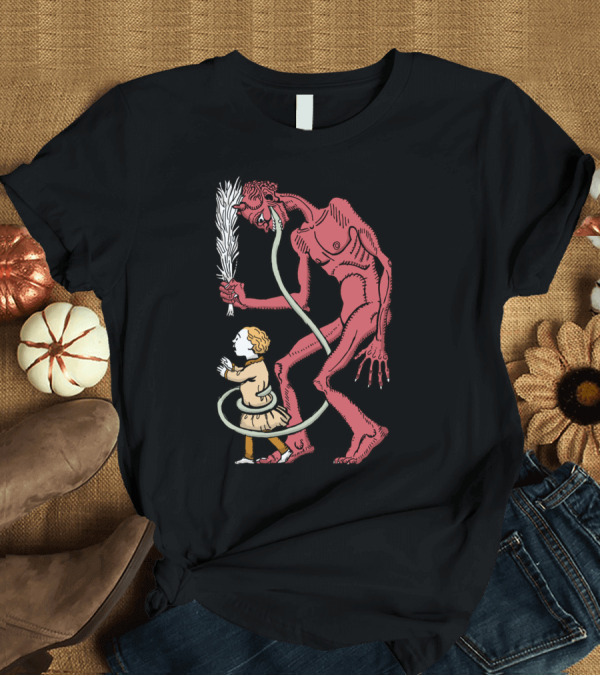 T-Shirt: Krampus Yuletide Figure Ensnaring Child Mythical Creature Scene T-Shirt Krampus Yuletide Figure Ensnaring Child Mythical Creature Scene T-Shirt