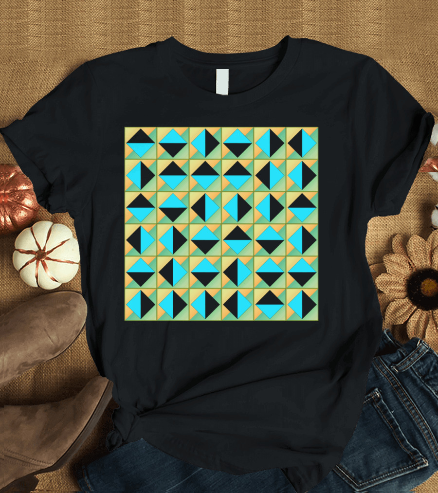 Algorithmic Geometric Colorful Pattern Design Squares T-Shirt