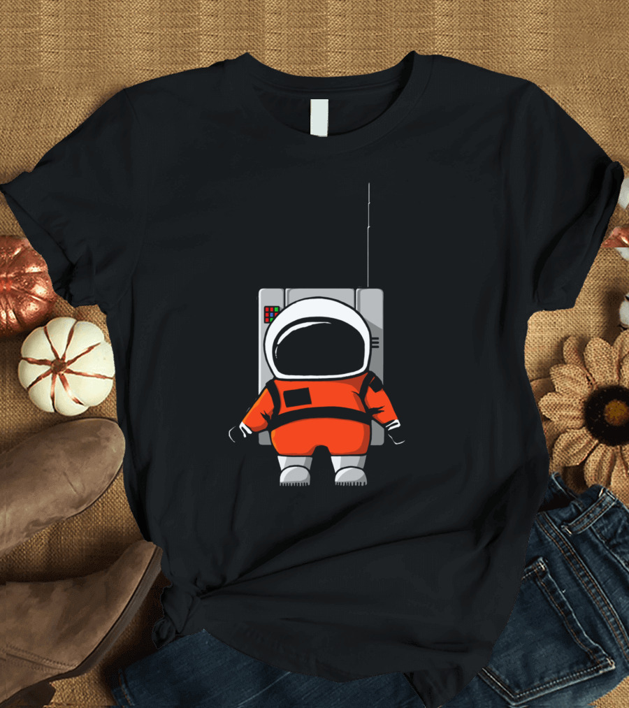 Moon Man Space Explorer with Retro Tech Backpack T-Shirt