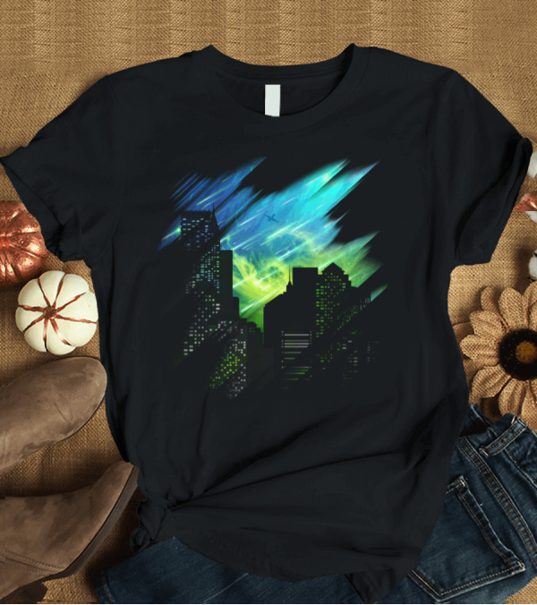 T-Shirt: Spectacular Alien Night Skies Over City T-Shirt Spectacular Alien Night Skies Over City T-Shirt