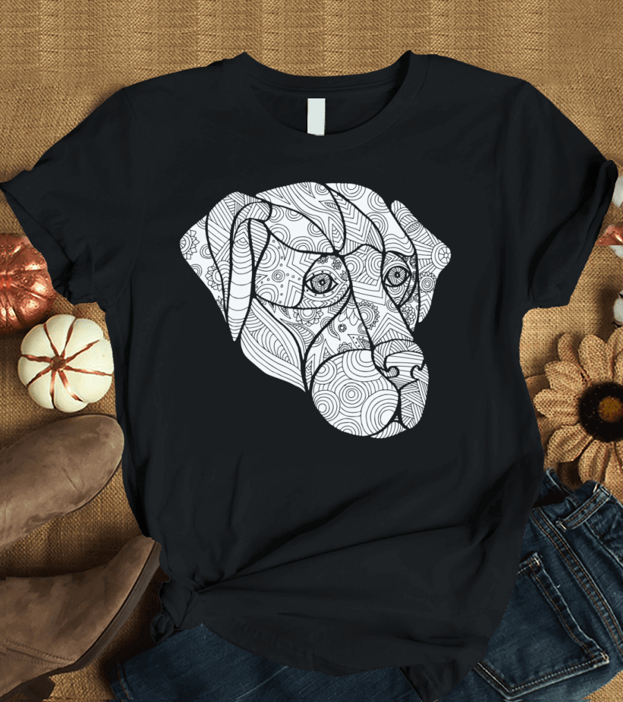 Labrador Retriever Mandala Detailed Patterned Dog Head T-Shirt