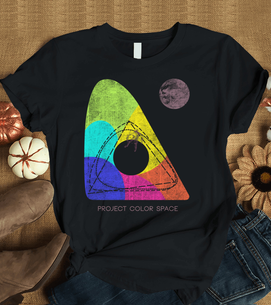 Project Color Space Geometric Spectrum with Planet Motif T-Shirt
