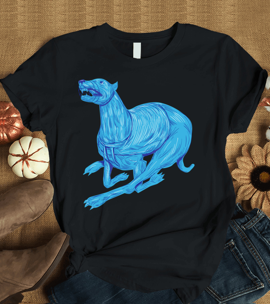 Greyhound Racing Blue Dynamic Drawing T-Shirt