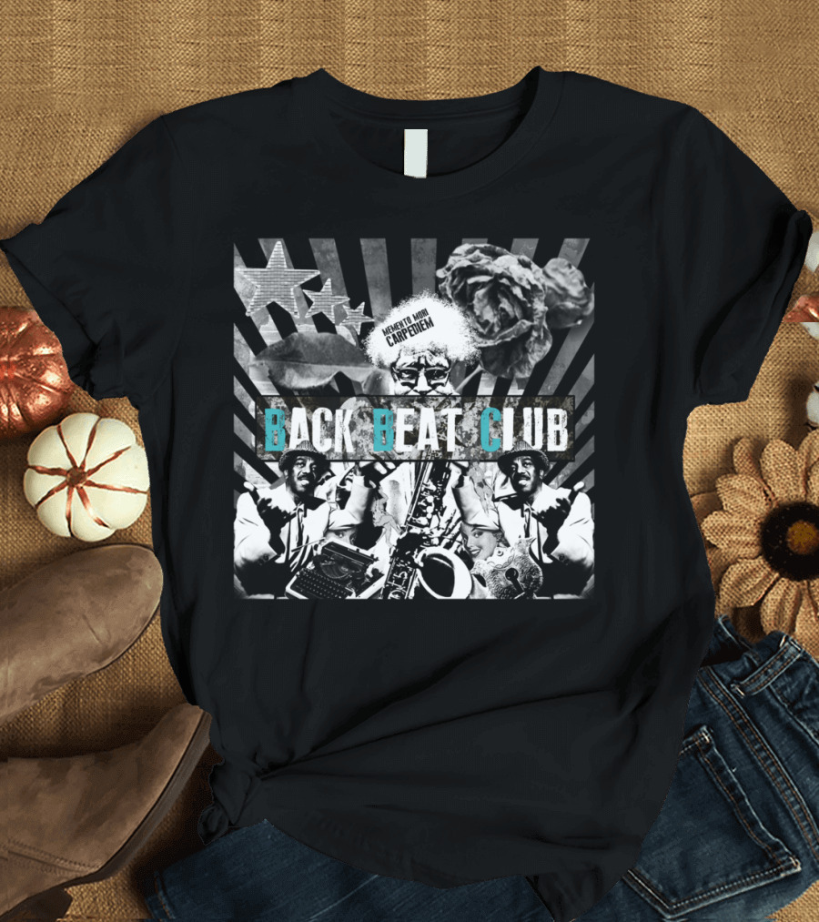 MEMENTO VIVERE CARPE DIEM BACK BEAT CLUB SAXOPHONE STARS ROSE COLLAGE T-Shirt