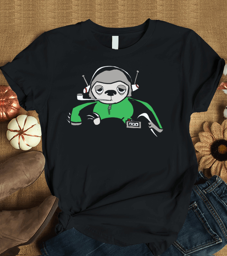 Lazy Sloth Gamer Style With Headset and Controller T-Shirt