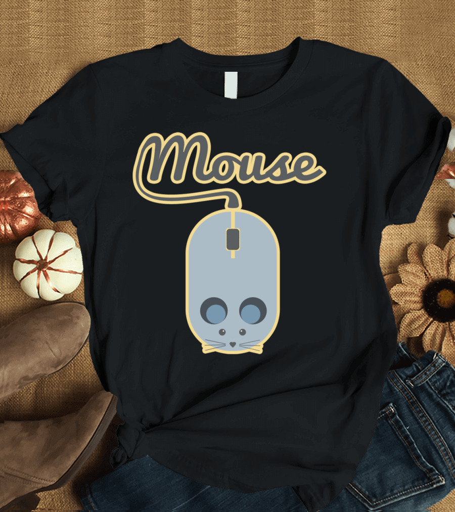 Mouse Computer Mouse Design with Face and Ears T-Shirt