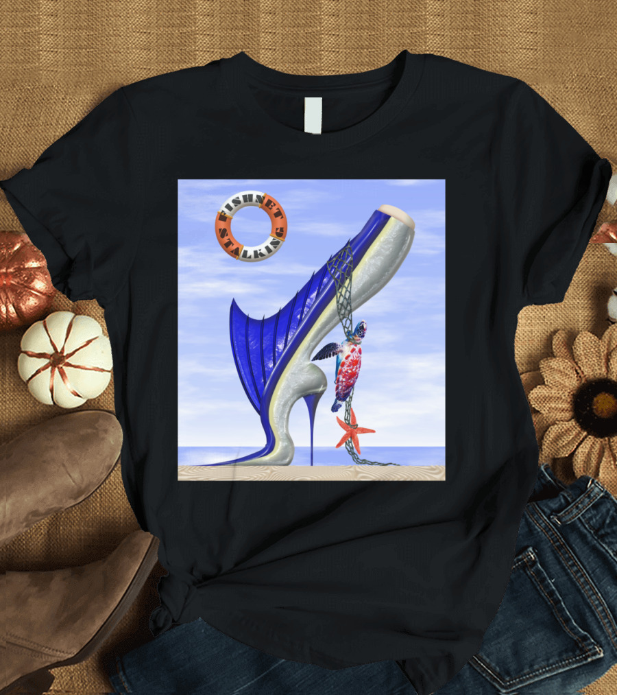 Fishnet Stalking Marine Life Conservat Ocean High Heel Fish T-Shirt