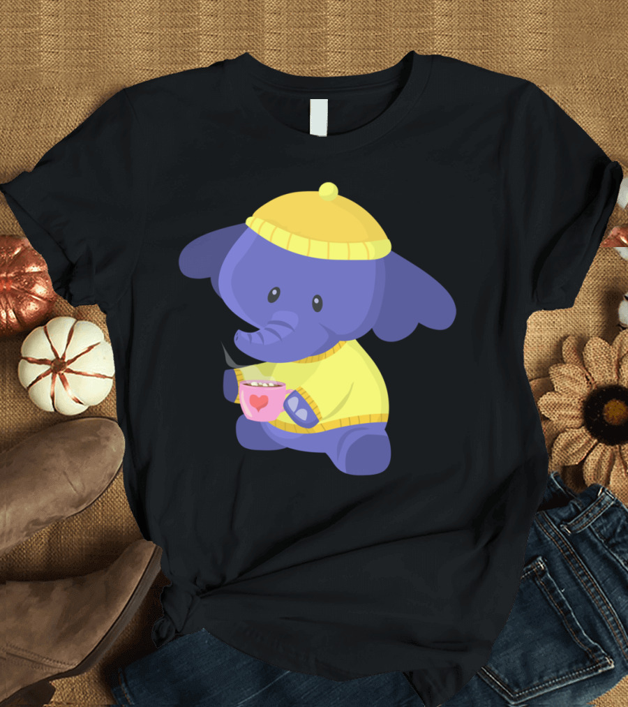 Elephant Winter Times Cozy Hot Cocoa Moment T-Shirt