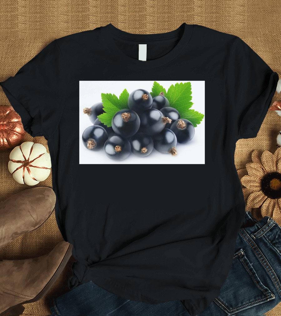 Black Currants with Green Leaves Stack T-Shirt